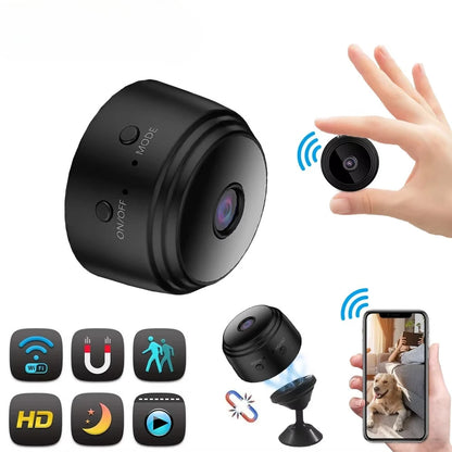 Minicámara de seguridad Wi-Fi 1080P con imán y batería - Cámara de videovigilancia inteligente para el hogar